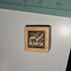 R Monogram rubber stamp with floral vine